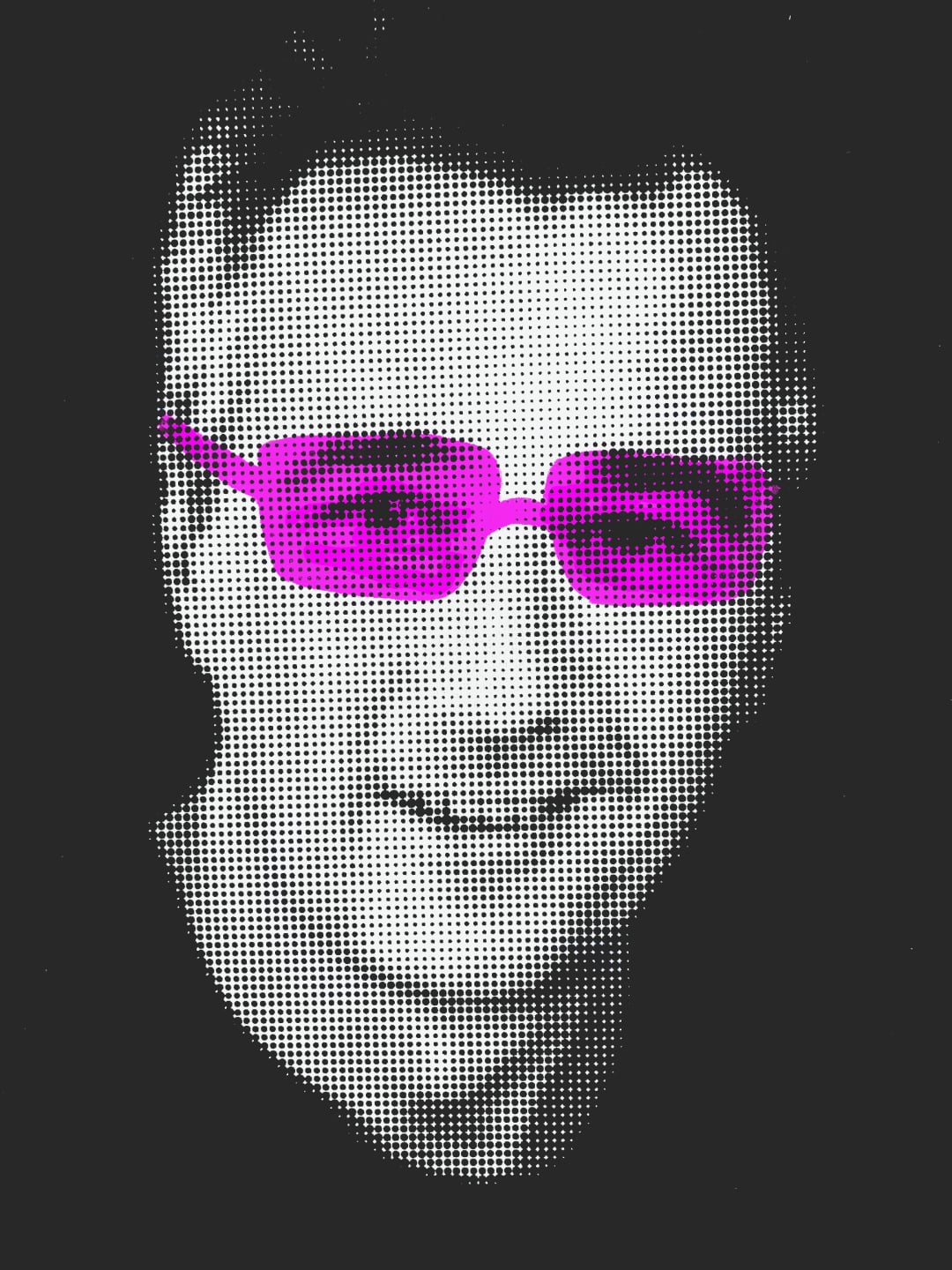 Rudolf Horaczek Portrait mit rosaroter Brille | Rudolf Horaczek portrait with pink glasses