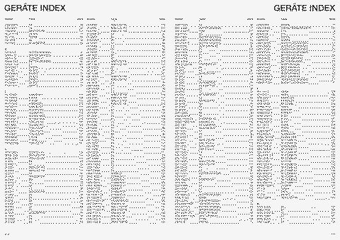 Beko AG – Doppelseite zum Geräteindex des Service-Handbuchs